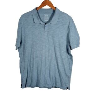 Vince Mens Slub Cotton Polo Shirt Light Blue Short Sleeve Size L Peru Golf Soft